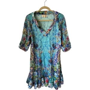 True Colors by La Moda Boho Queen V-Neck Ruffle Hem Dress S/M